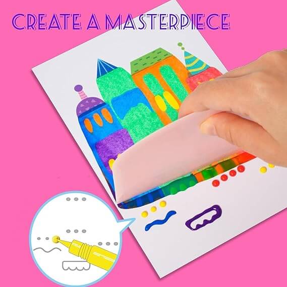 Squeegee Art Paint Kit for Kids – 35-Piece DIY Rainbow Scratch and Dot Painting Set – Fun Children's Craft Kit with Paints, Paper, Squeegee & More