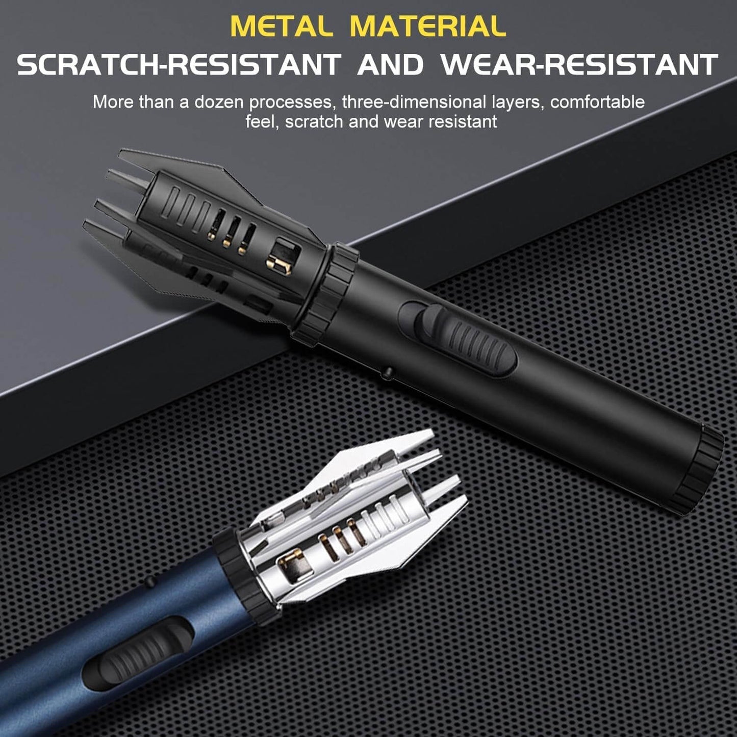 Torch Lighter with Adjustable Jet Flame & Safety Lock – Refillable Butane Gas Windproof Lighter for BBQ, Candles, Baking, Camping – Color-Changing Flame, Portable Metal Build