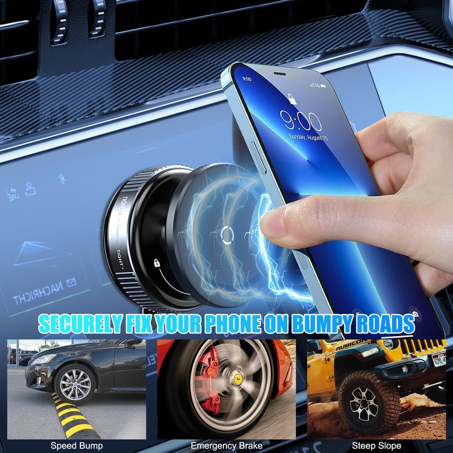 360° Magnetic Car Phone Holder – Vacuum Suction Mount for Dashboard, Windshield, Gym, Mirror, or Shower – Universal Smartphone Compatibility