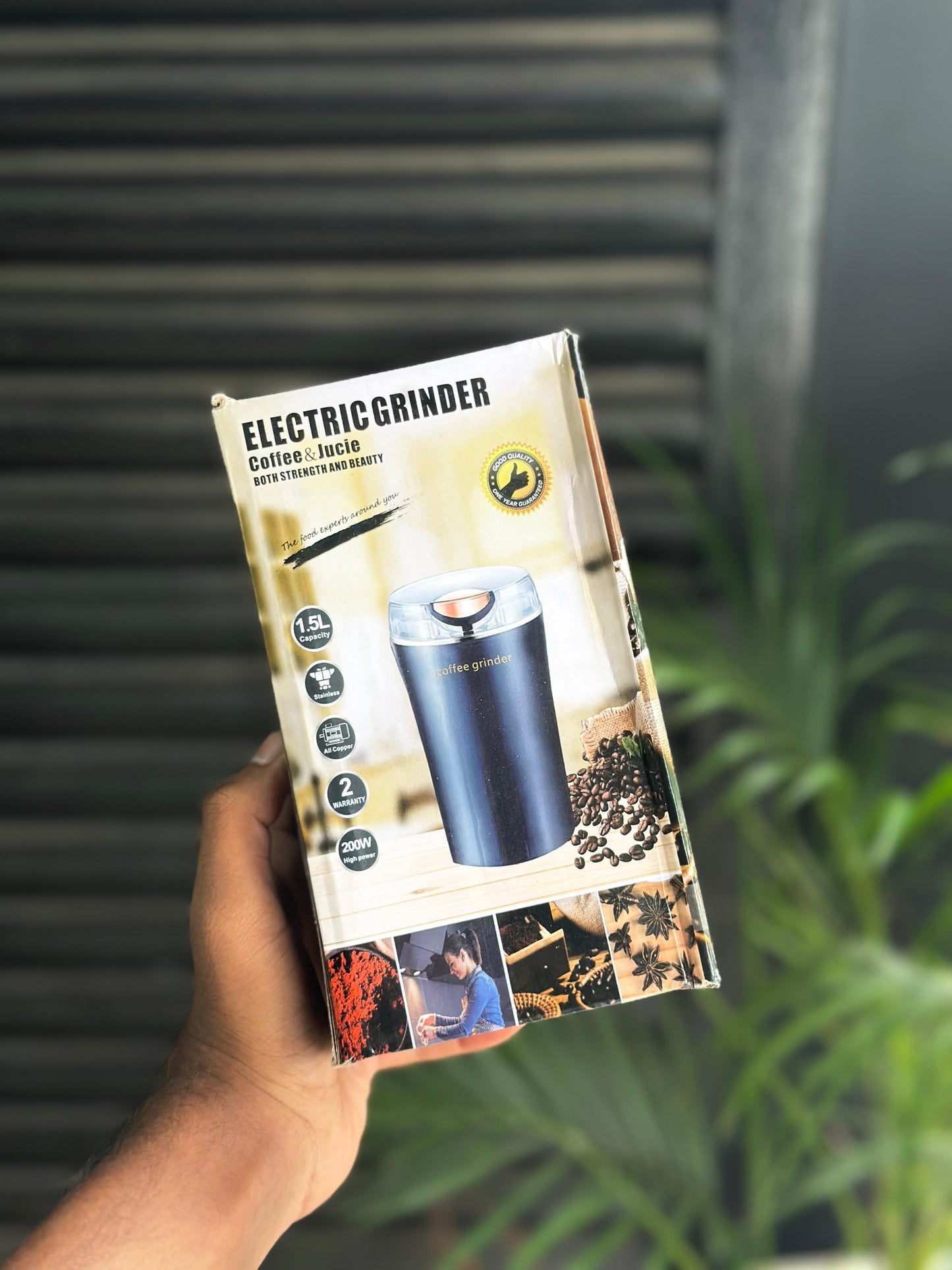 Click to see full view VIDEO 4+ Electric Spice & Coffee Bean Grinder. 4 Blade Stainless Steel Mini Mixer Grinder. Portable Grinding Machine for 'Dry Items'. Suitable for Coffee Beans, Spices, Masala, Nuts & Grains. 200 W. Blue.