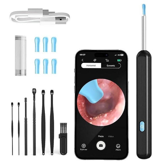 Wireless Ear Wax Removal Tool Kit with HD Camera – WiFi Endoscope Ear Cleaner with 6 LED Lights, Silicone Tips & Manual Tools – Safe for Adults, Kids & Babies – iOS & Android Compatible