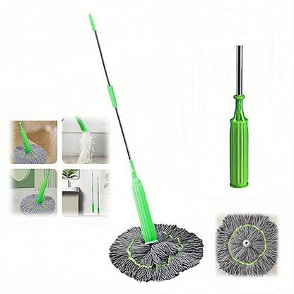2-in-1 Self-Wringing Floor Cleaning Mop – 360° Rotatable, Adjustable Stainless Steel Handle, Microfiber Wet & Dry for Home, Bathroom, Office & Outdoor