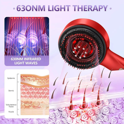 Electric Scalp Massager Comb with Hair Oil Applicator – Waterproof Head Massager Brush with 3 Modes, Rechargeable, Portable for Stress Relief & Hair Growth