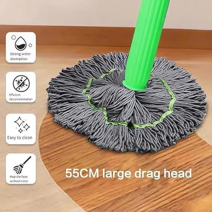 2-in-1 Self-Wringing Floor Cleaning Mop – 360° Rotatable, Adjustable Stainless Steel Handle, Microfiber Wet & Dry for Home, Bathroom, Office & Outdoor
