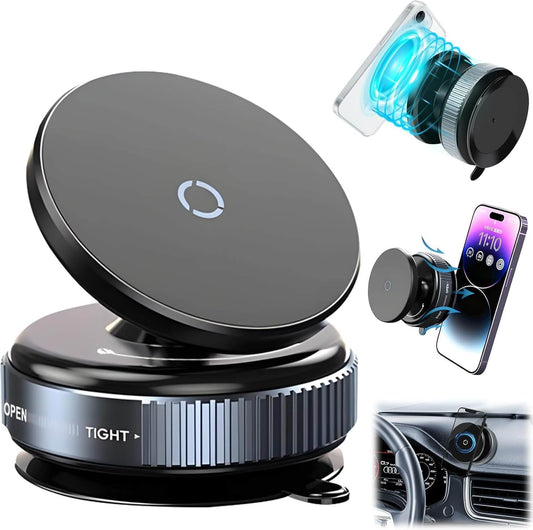 360° Magnetic Car Phone Holder – Vacuum Suction Mount for Dashboard, Windshield, Gym, Mirror, or Shower – Universal Smartphone Compatibility